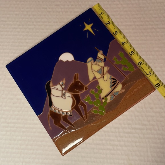 Vintage Joseph & Mary Scene on Tile, By Artist Lawrence Vargas - Picture 4 of 6